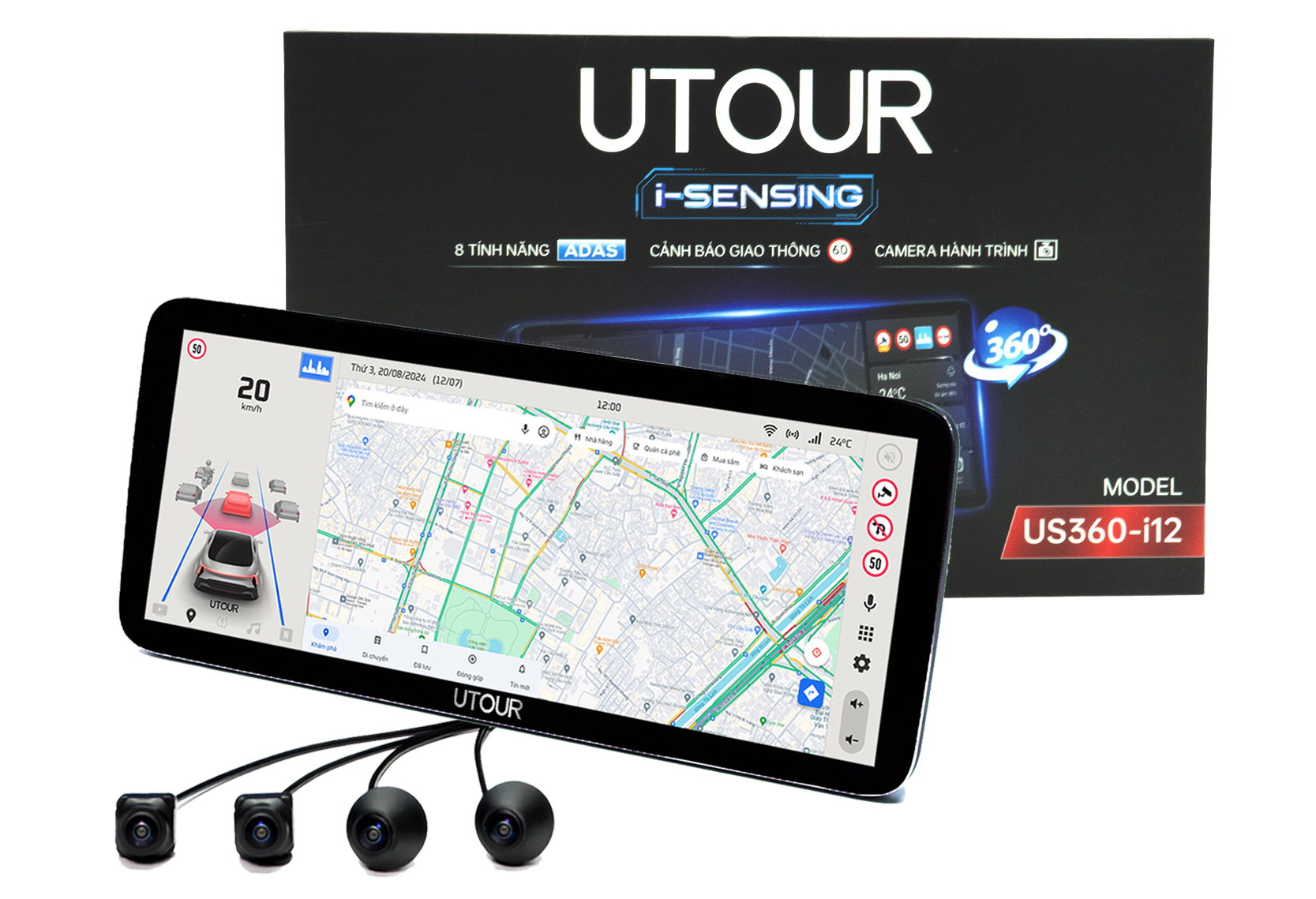 Màn hình liền Camera 360 AI ADAS UTOUR US360 – i12 Màn Hình Android Toyota Cross