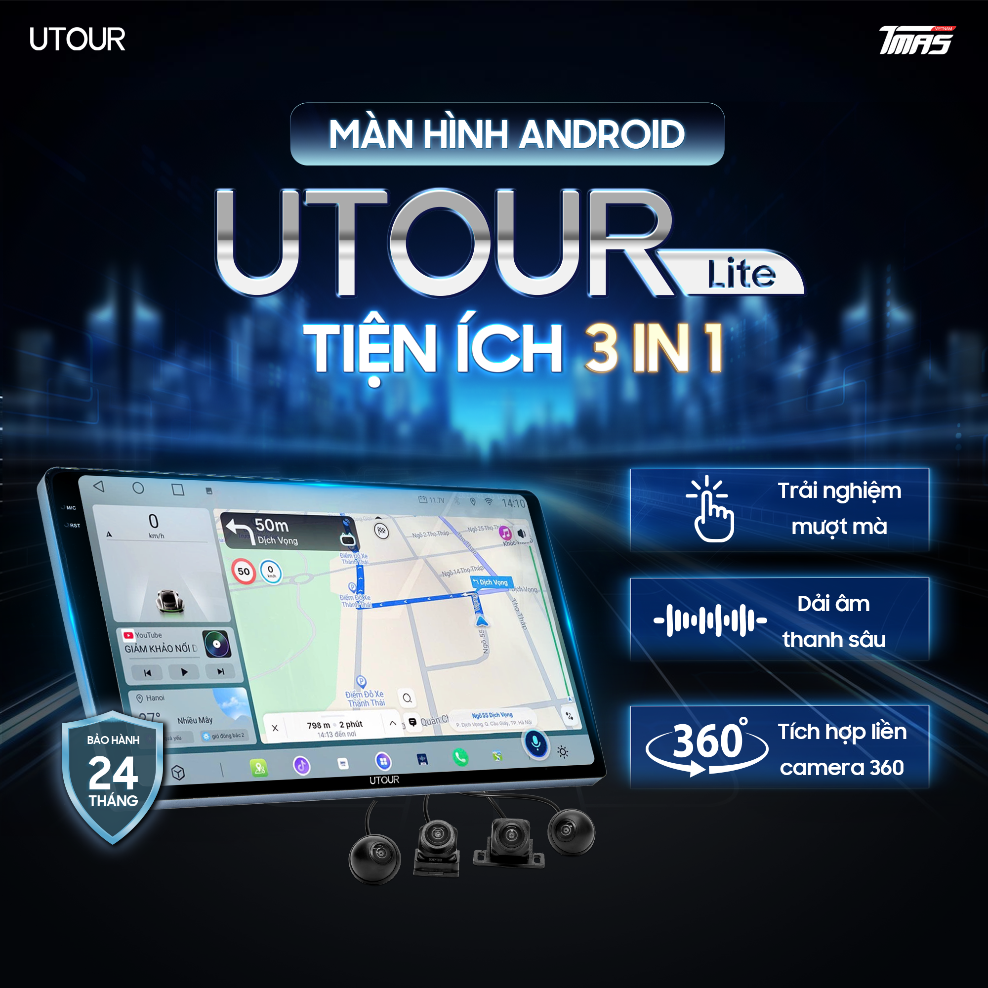 Màn hình Android UTOUR Lite US-i1 (9/10”) RAM 4GB, ROM 32GB